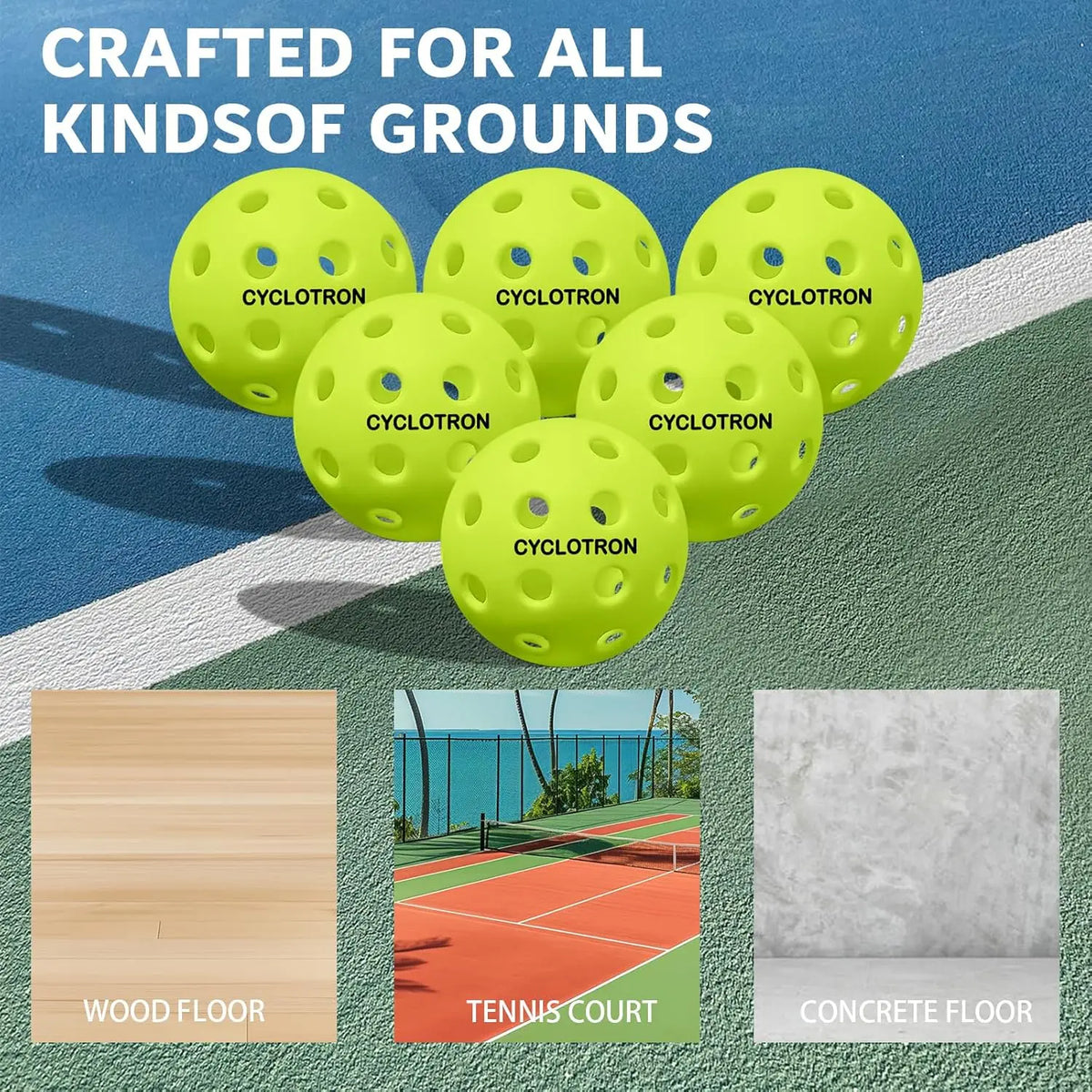 6 Pack Pickleballs